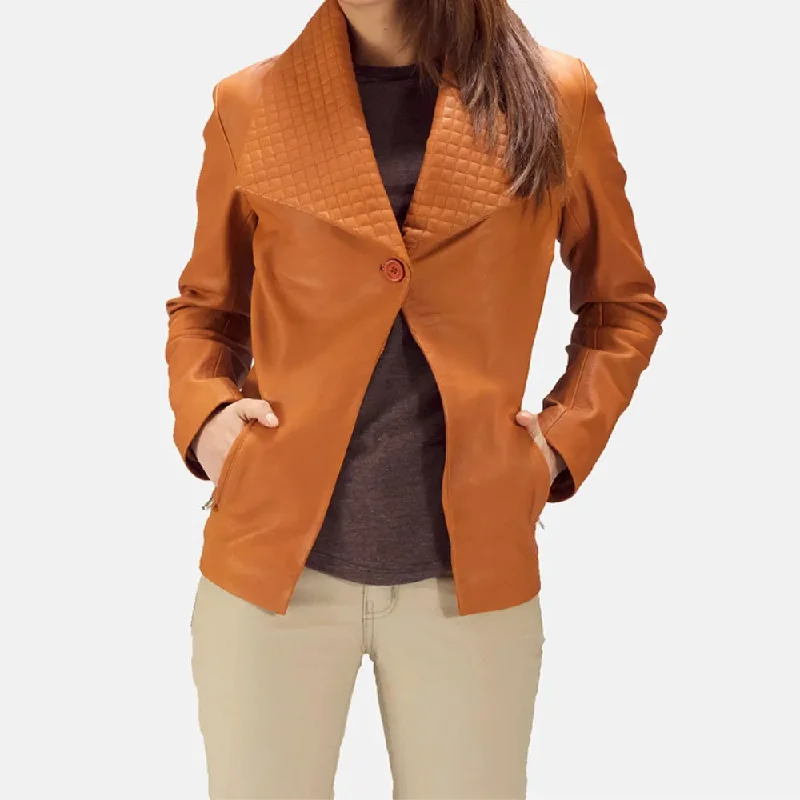 Women's Brown Leather Blazer