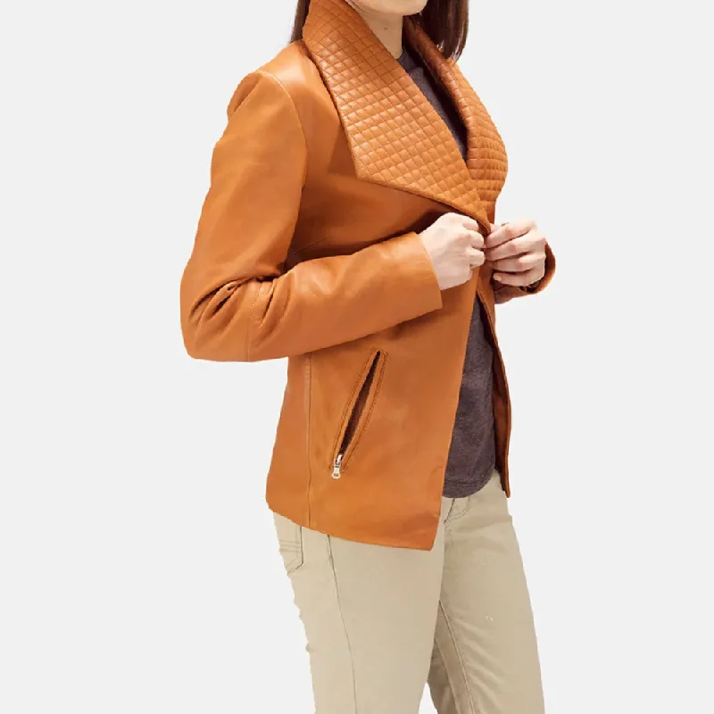 Women's Brown Leather Blazer