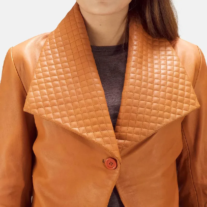 Women's Brown Leather Blazer