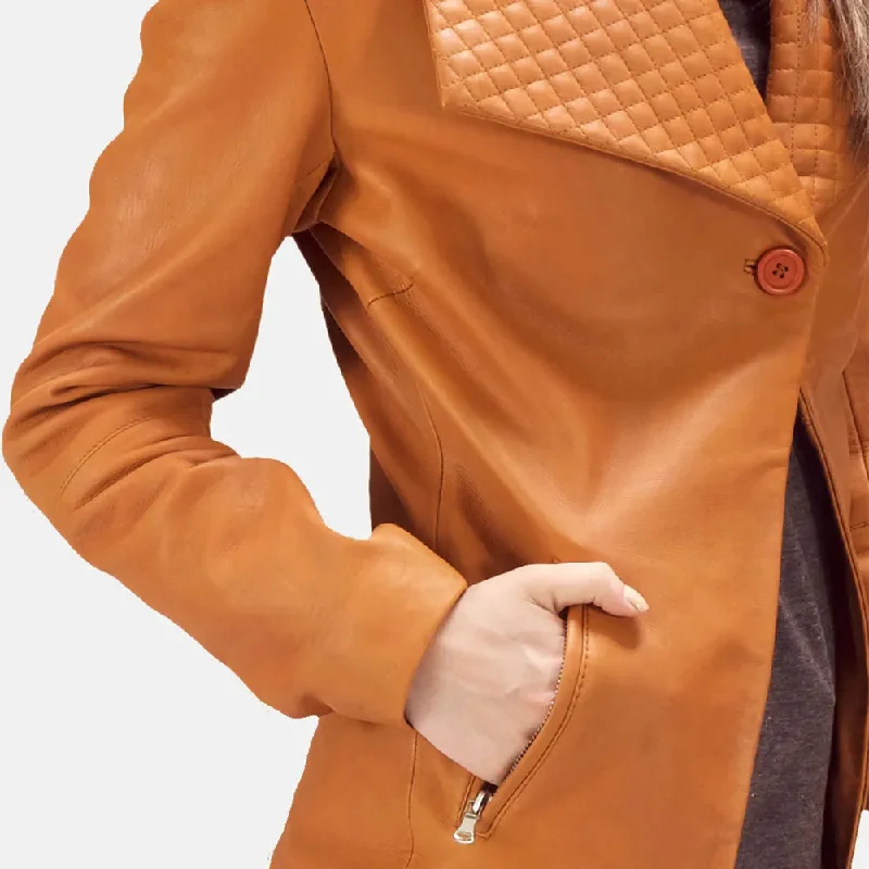 Women's Brown Leather Blazer