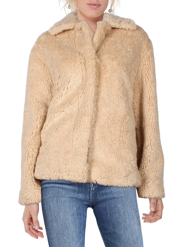 Womens Faux Fur Cold Weather Teddy Coat