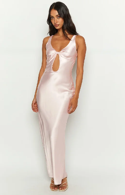 Attina Pink Satin Maxi Dress