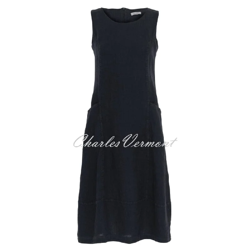 Dolcezza Sleeveless Linen Dress - Style 24258 (Dark Navy)