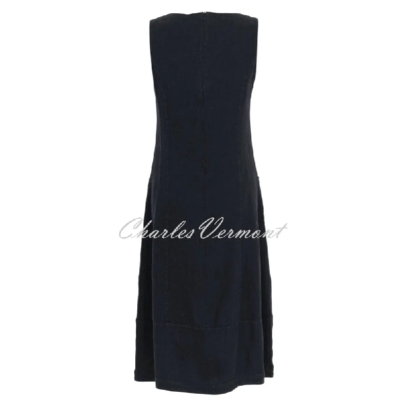 Dolcezza Sleeveless Linen Dress - Style 24258 (Dark Navy)