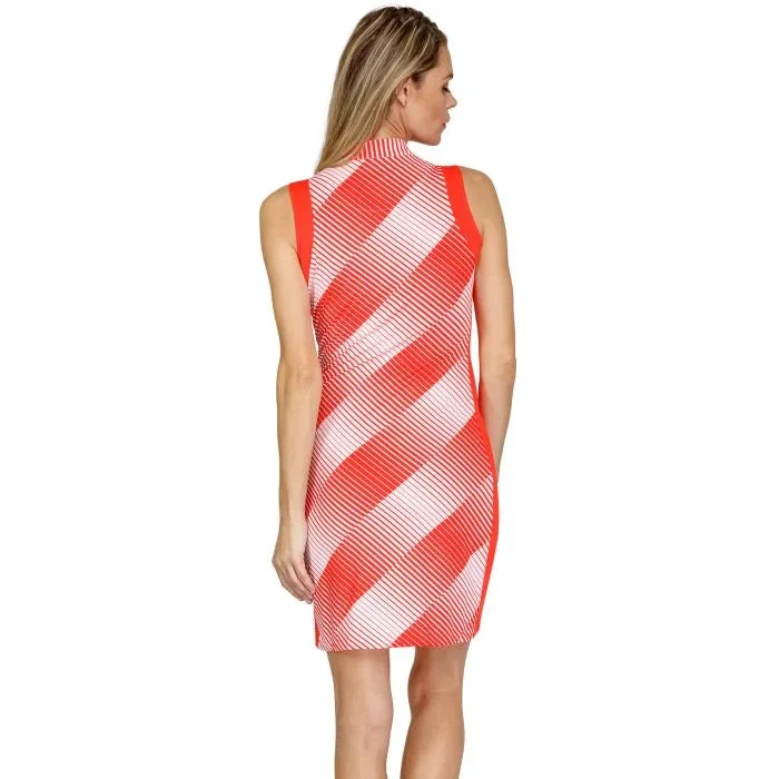 New Tail Rhys Sleeveless Dress in Red Inverted Stripe MSP$107