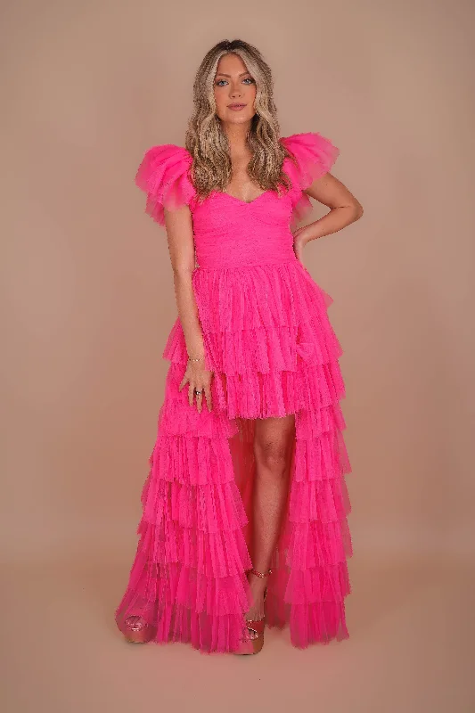 RESTOCK: On Cloud 9 Tulle Maxi Dress-Hot Pink