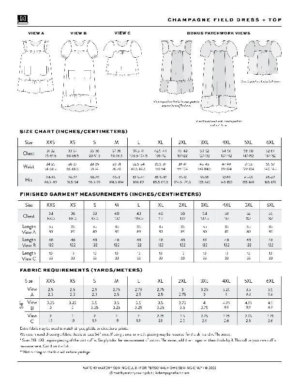 PDF Pattern - Champagne Field Dress | Matchy Matchy Sewing Club