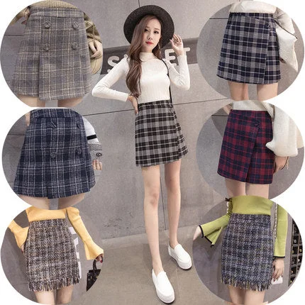 Plaid skirt high waist skirt YV8072