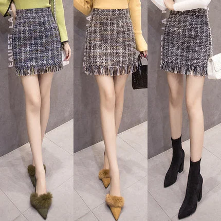 Plaid skirt high waist skirt YV8072