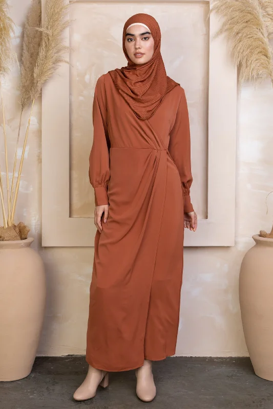 Deep Cider Wrap Maxi Dress