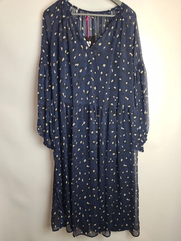 Womens Navy Blue Animal Spot Skater Mesh Dress Size 10 **** V545