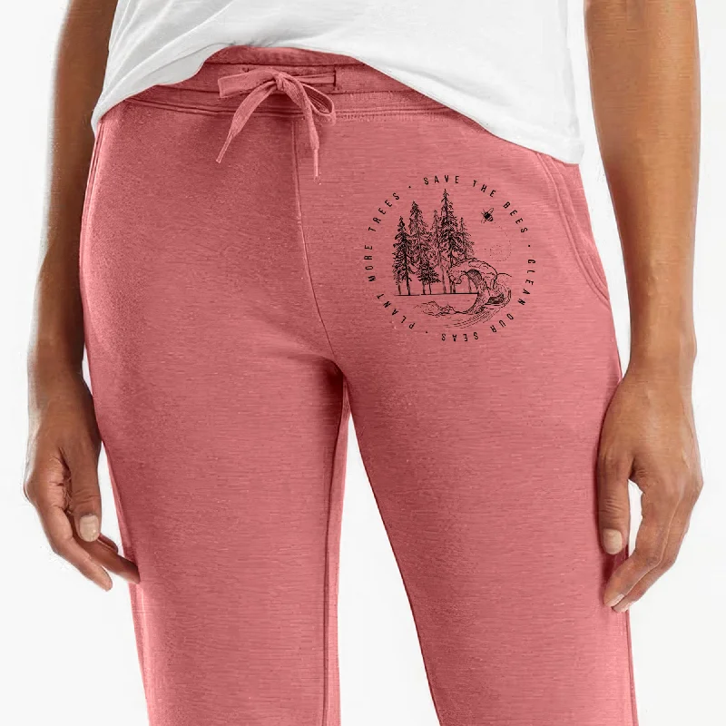 Save the Bees, Clean our Seas, Plant more Trees - Women's Cali Wave Jogger Sweatpants