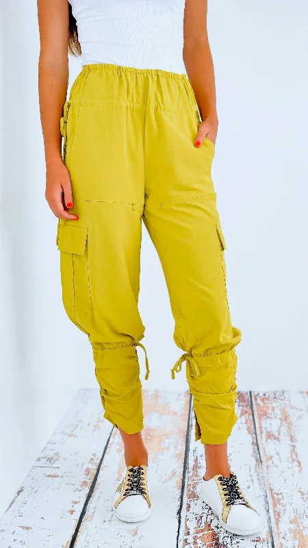 Cutting Edge Ruched Sweatpants - Citron