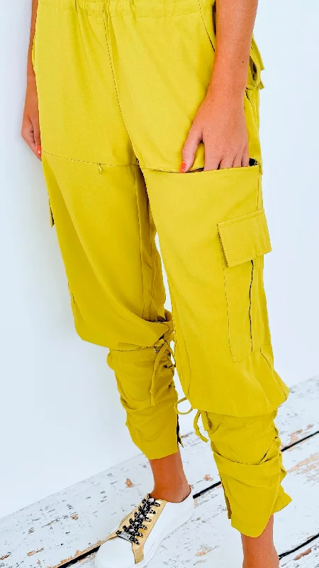 Cutting Edge Ruched Sweatpants - Citron