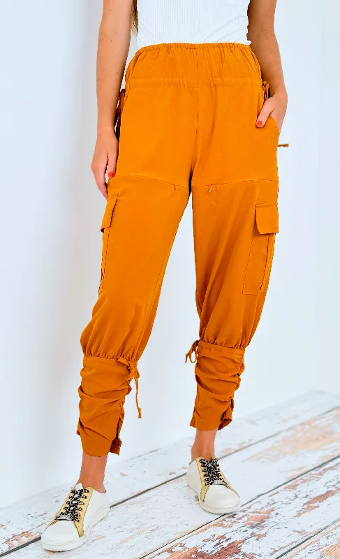 Cutting Edge Ruched Sweatpants - Mustard