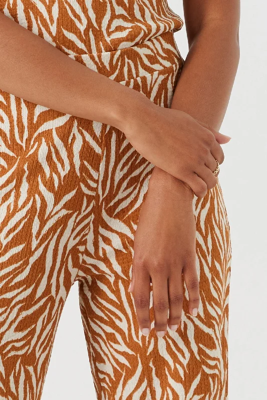 Garcia Wide Leg Pants - Roasted Pecan Print