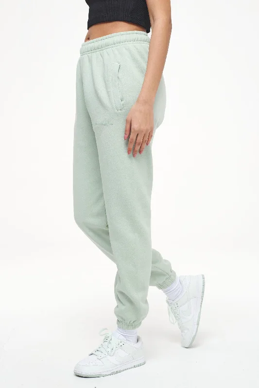 Grace High Waisted Sweat Pants Vintage Washed Milky Green Gum