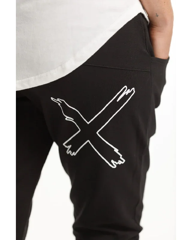 Home Lee Apartment Pants - Winter Weight - Black with White X Outline