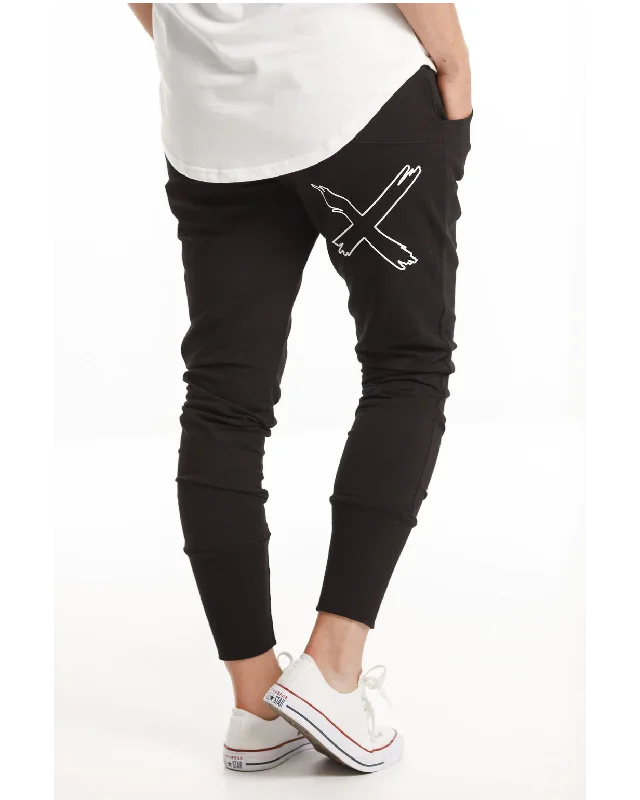 Home Lee Apartment Pants - Winter Weight - Black with White X Outline