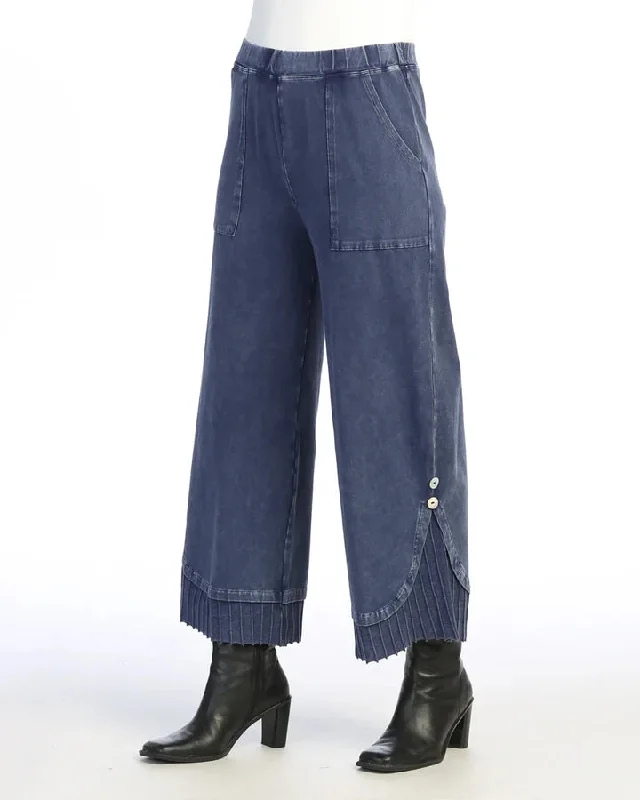 Jess & Jane M125 Denim Pant Wide Leg/Rib Contrast Women's