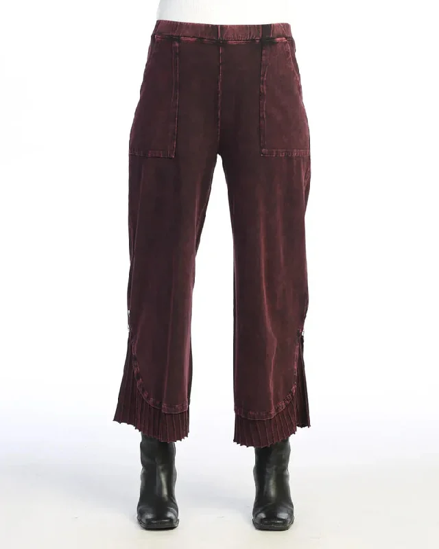 Jess & Jane M125 Wine Pant Wide Leg/Rib Contrast Women's