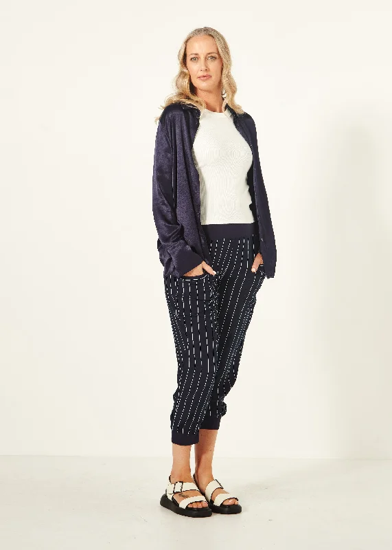 Lemon Tree Harem Pant - Navy Stripe