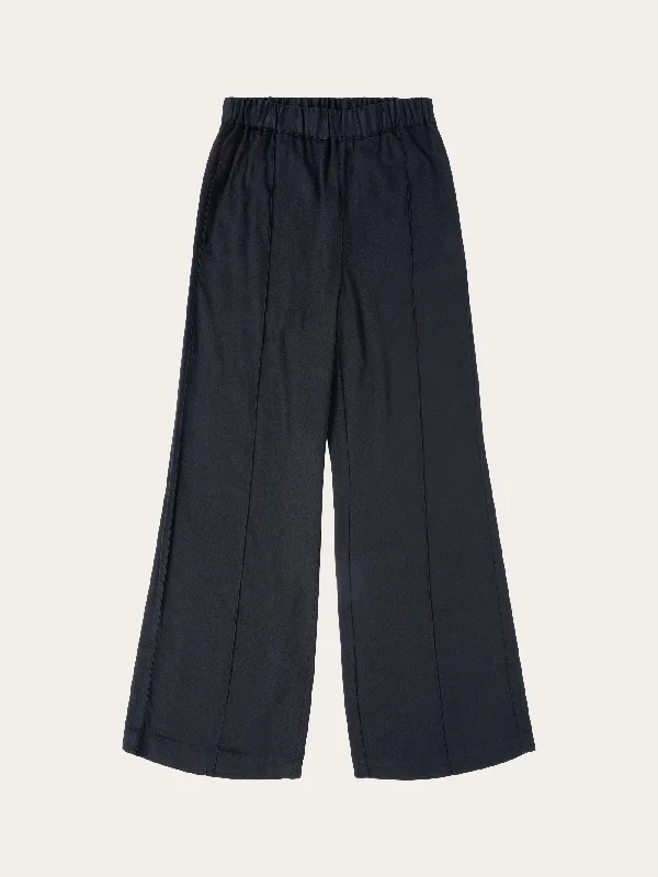 Loose cotton satin pants - Black Jet