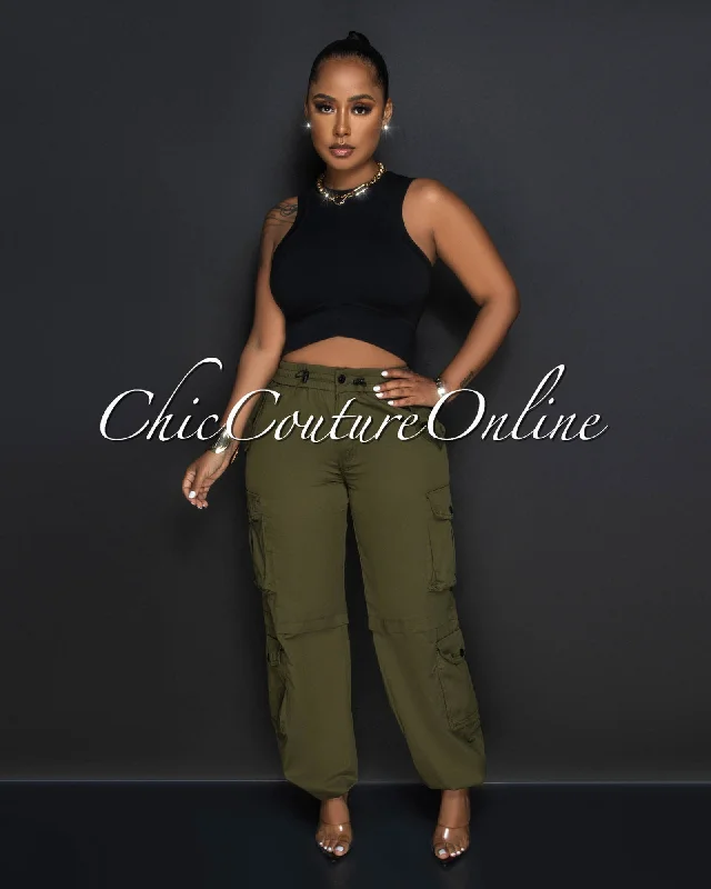 Lorrie Olive Green Cargo Jogger Pants