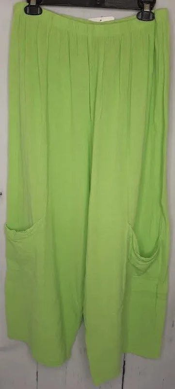 Pants-Gauze-2Pkt-2 Pocket-Lime Green-Women-080