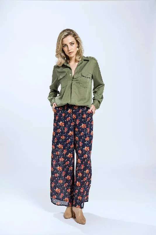 TUESDAY - Wide leg pants - Navy poppy! 14