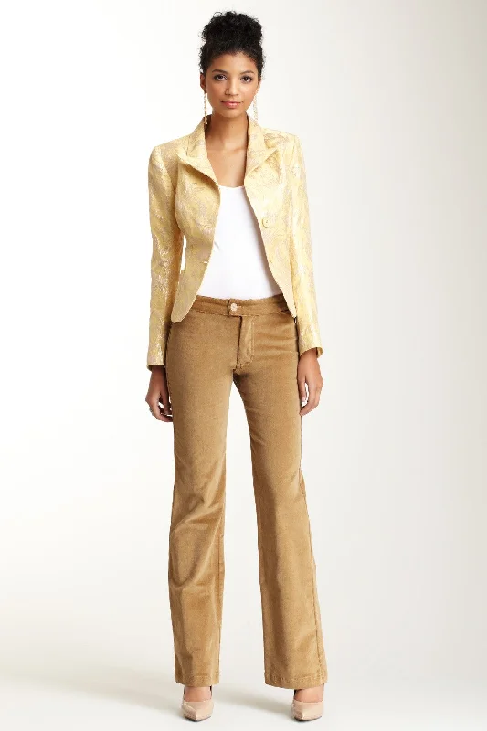 Wide Leg Stretch Corduroy Pants - Camel