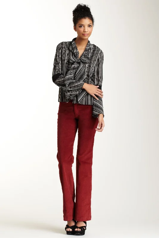 Wide Leg Stretch Corduroy Pants - Pomegranite