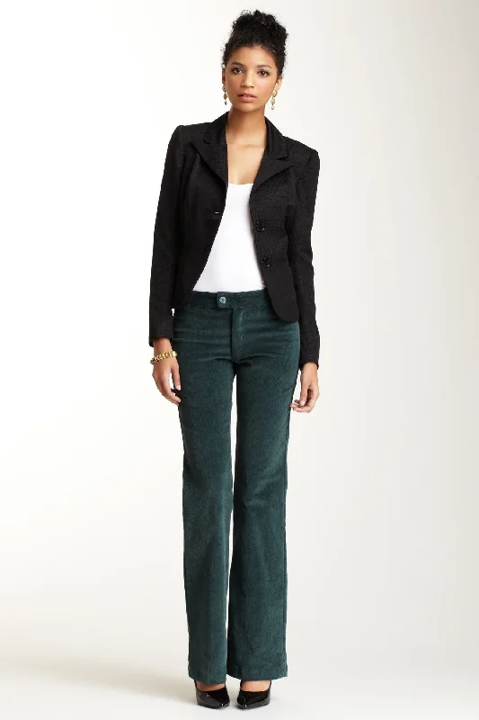 Wide Leg Stretch Corduroy Pants - Teal