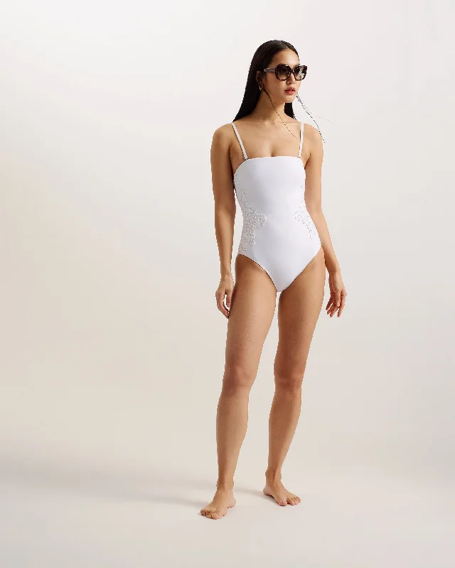 Adyann Embroidered Bandeau Swimsuit Ivory