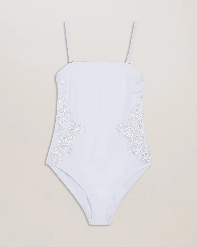 Adyann Embroidered Bandeau Swimsuit Ivory