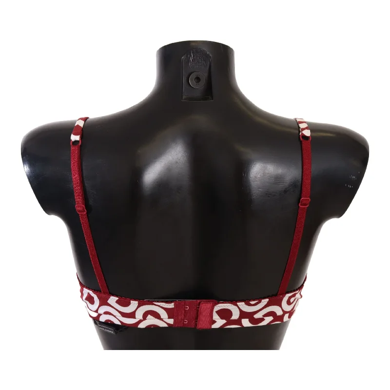 Dolce & Gabbana Red Cotton Logo Printed Designer Bra