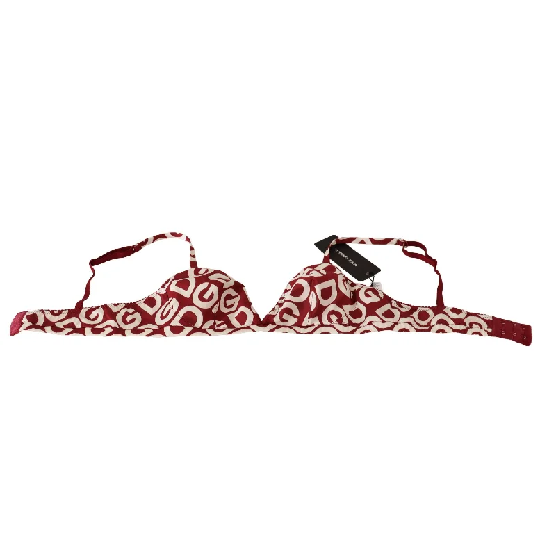 Dolce & Gabbana Red Cotton Logo Printed Designer Bra