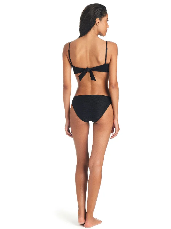 On The Water Texture Bandeau Bikini Top Black