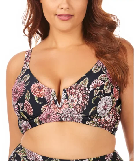 Raisins Plus Juniors' Wild Romance V-Wire Bikini Top, Black Multi, 24W