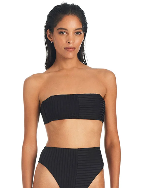 Refresh Rib Bandeau Bikini Top Black