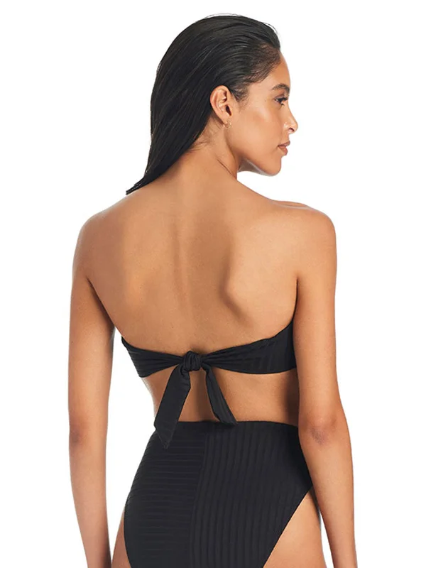 Refresh Rib Bandeau Bikini Top Black