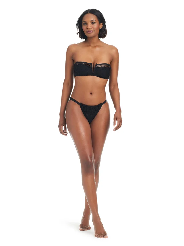 Double Trouble V-Wire Bandeau Bikini Top Black