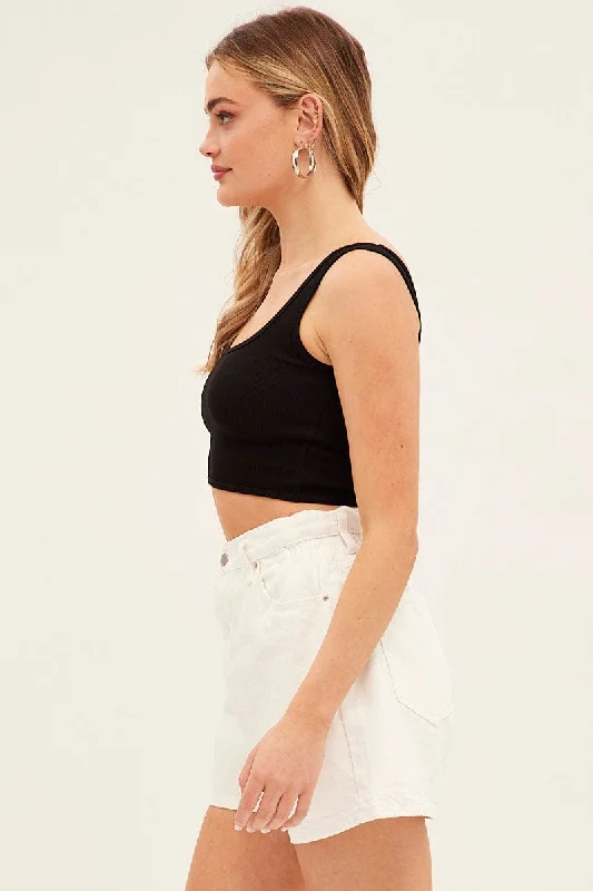 White High Waist Denim Shorts Relaxed