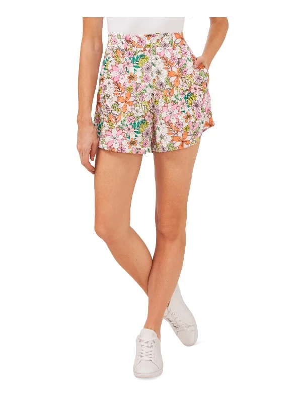 Womens Floral Pleated Casual Shorts