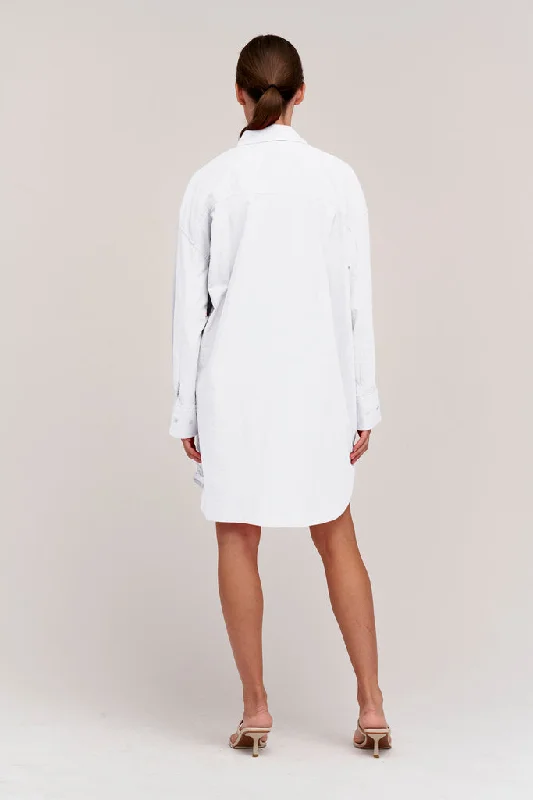 Addison Cotton Poplin Shirt Dress (White)