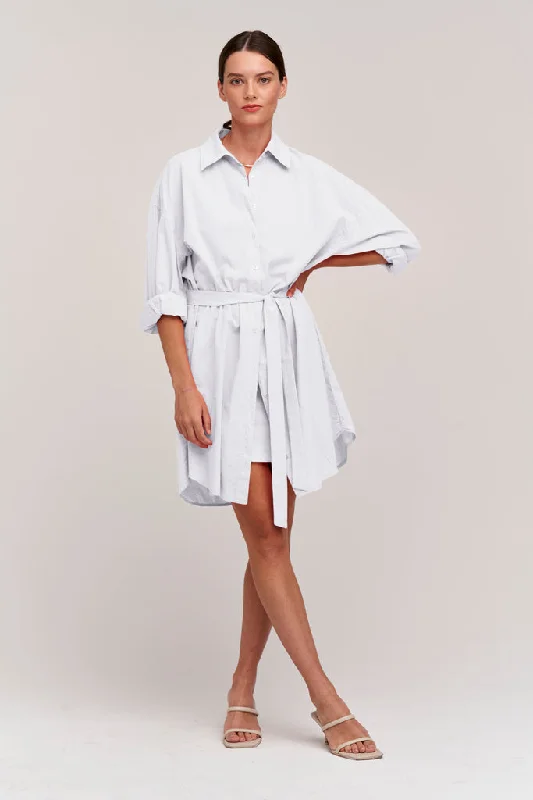 Addison Cotton Poplin Shirt Dress (White)