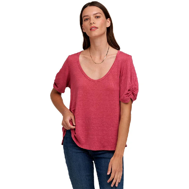 Bella Linen Knit Scoop Neck Tee (Calypso)