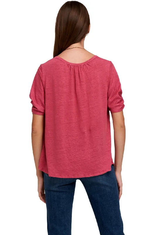 Bella Linen Knit Scoop Neck Tee (Calypso)