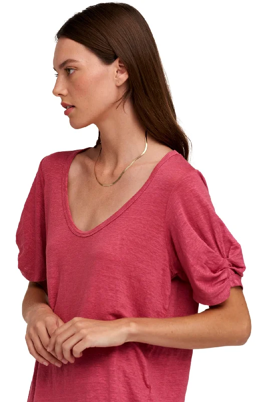 Bella Linen Knit Scoop Neck Tee (Calypso)