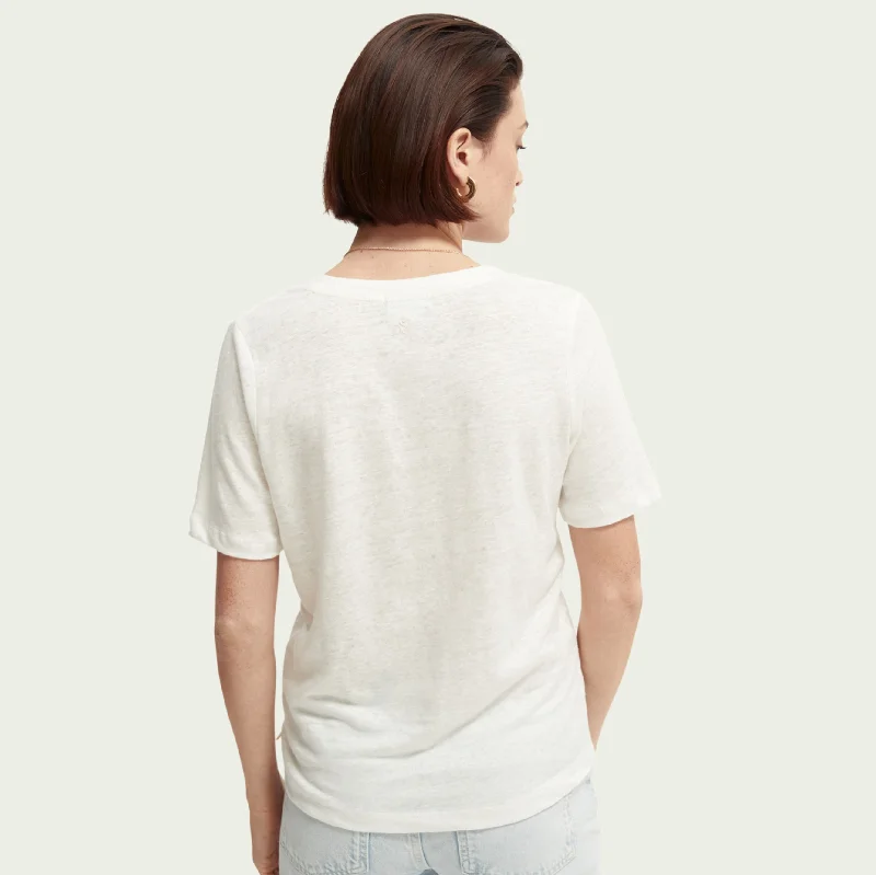 Classic Linen V-Neck T-Shirt (Off White)